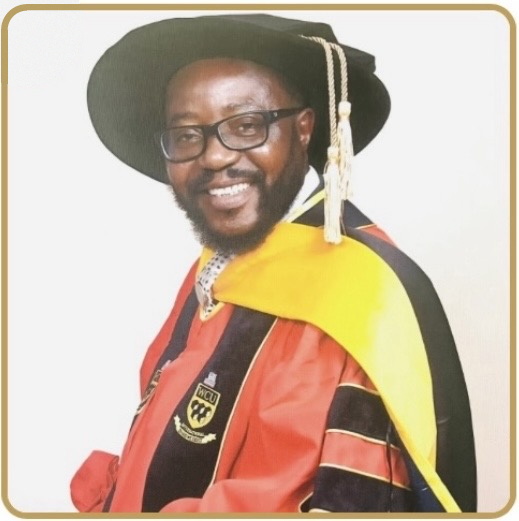 Professor Sir Kolapo Ige, Ph.D, CAIP, CHEP, EL-UCSB, President and Chief Executive Officer of Kisread University, Inc., wearing doctoral regalia